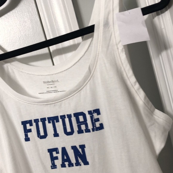 MOTHERHOOD MATERNITY FUTURE FAN GRAPHIC TSHIRT WHITE BASEBALL TANK M - Picture 8 of 9
